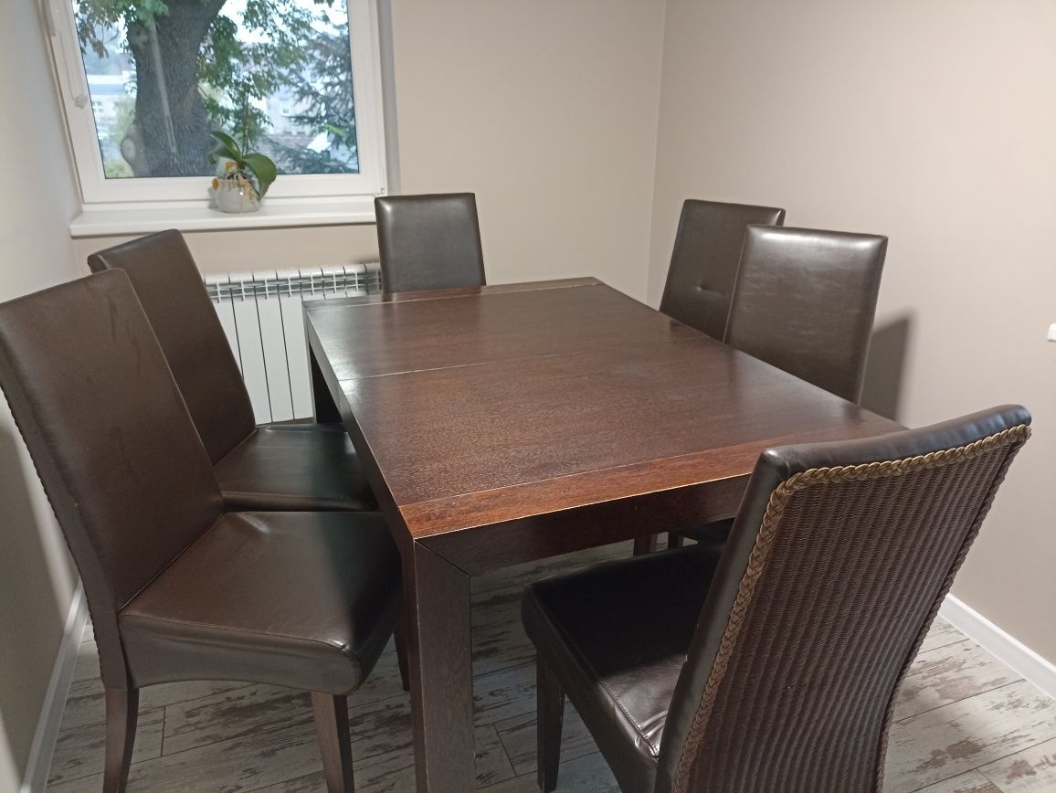 Stół dębowy + sześć krzeseł