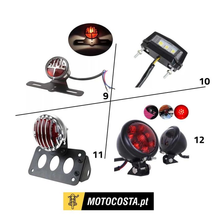 Farolins Traseiros - Suporte Matrícula e Piscas - MOTOCOSTA