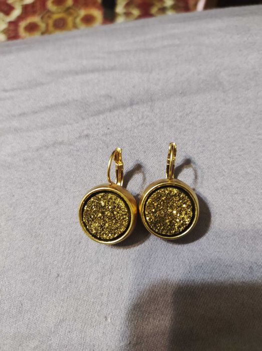 Danon — позолочені сережки з натуральною друзою агату, оригінал