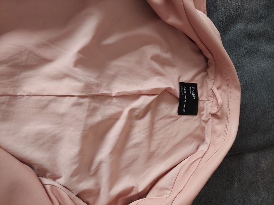 Kurtka skórzana ramoneska biker bershka pudrowy róż M aesthetic