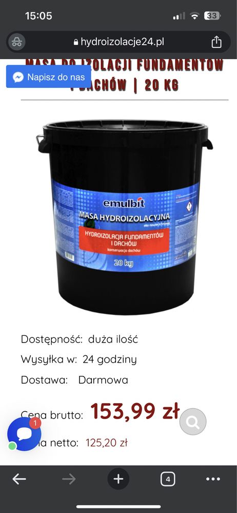 Emulbit hydroizolacja fundamentów 2 x 20kg