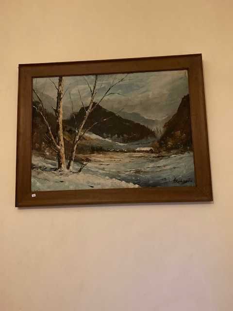 Quadro de H. Roberto (Hilário Roberto), "paisagem com Neve"