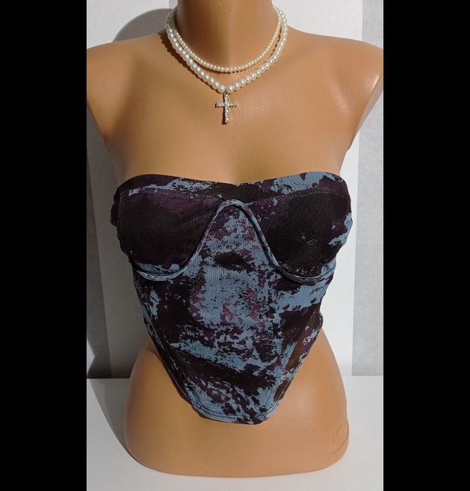 Nowy z metką crop top gorsetowy prześwitujące plecy Katch Me S