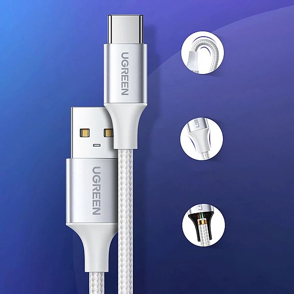 Kabel Ugreen US288, 60409 USB-A / USB-C QC 3.0/3A 3m - biały