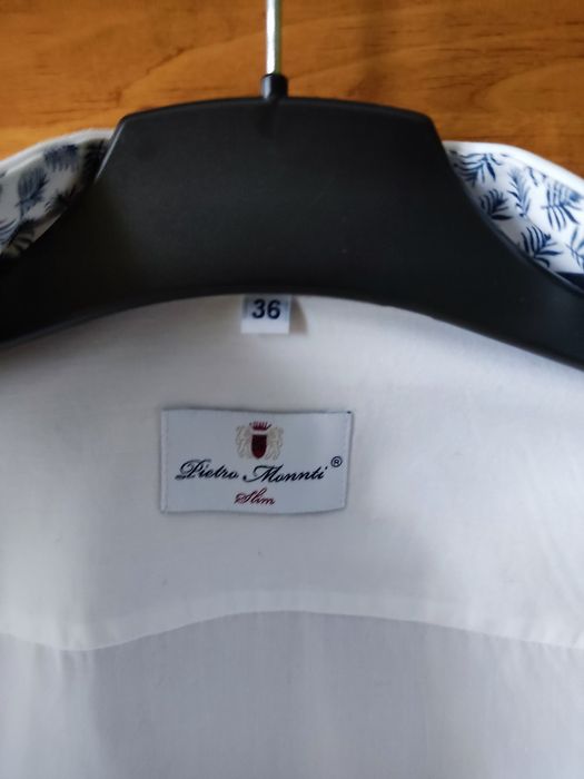 2x koszula męska młodzieżowa biała z długim rękawem XS 36 typu SLIM