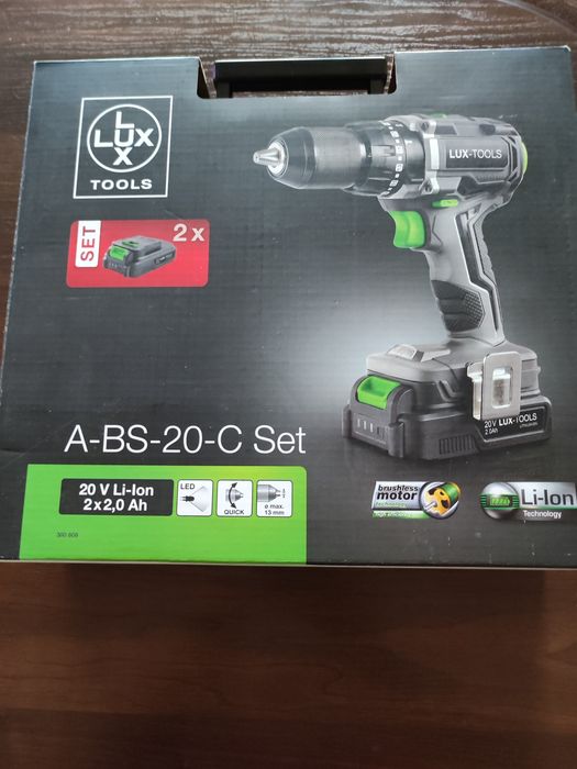 Wiertarko-wkrętarka LUX Tools 20V A-BS-20 Set z 2 akumulatorami