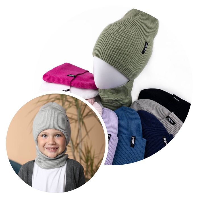 Зимовий комплект/тепла шапка для дівчинки та хлопчика/48-54/набір