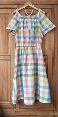Nowa NEXT UK Piekna Angielska Sukienka Damska r44 bawełna kratka retro