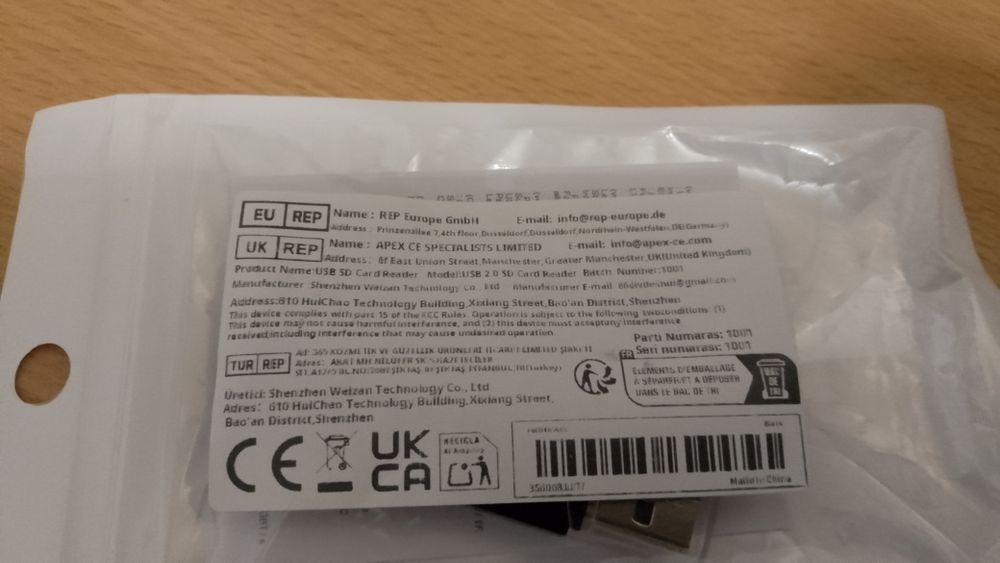 Czytnik kart pamięci microSD SD USB 2.0