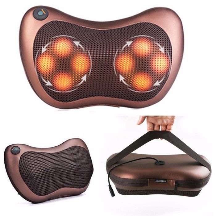 Масажна Подушка Massage Pillow 8028 Роликовий Масажер Для Шиї І Спини