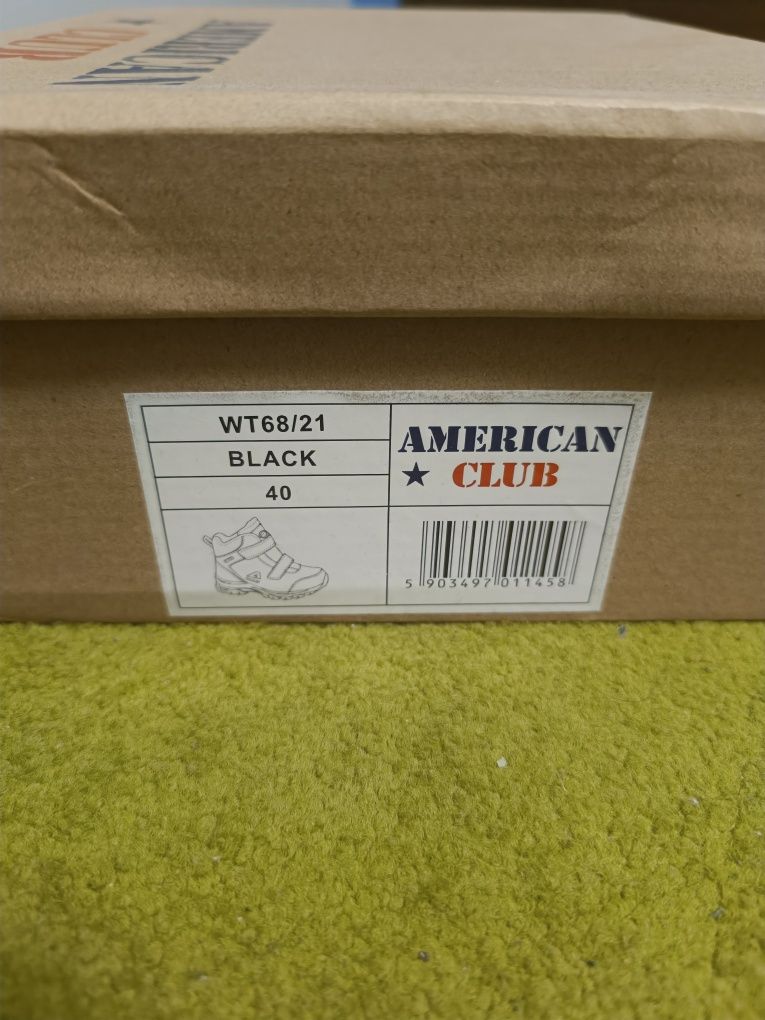 Buty zimowe ocieplane śniegowce r. 40 American Club WT68/21 czarne