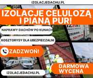 Naprawy dachów po kunach / kuna na dachu/Izolacje pianą PUR i celulozą