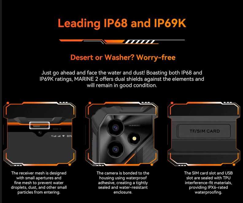 Oscal Marine 2. 12Gb(4+8)/64Gb +SD card 256Gb, 11000ma, NFC