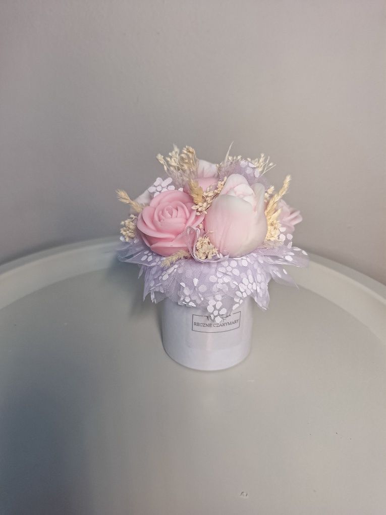 Dekoracja flowerbox z wosku, idealny upominek