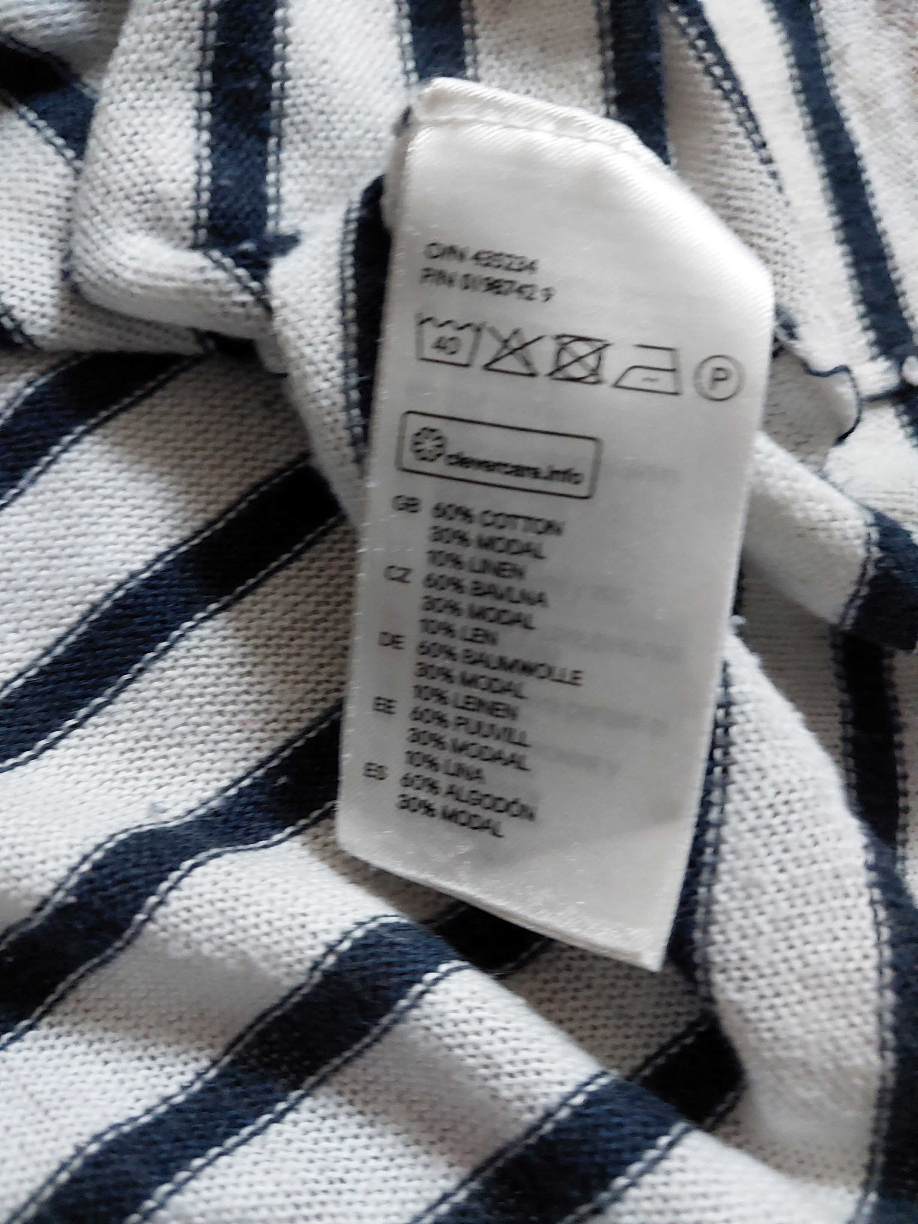 Cienki sweter H&M S z lnem, sweter w paski bawełna len modal 38