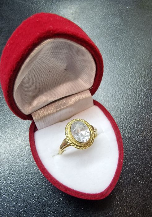 ZŁOTY pierścionek 14K pr.585 duże białe oczko Komis Madej Sosnowiec