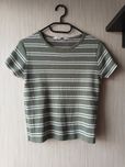 Zielona bluzka typu sweterek w białe paski 170 H&M