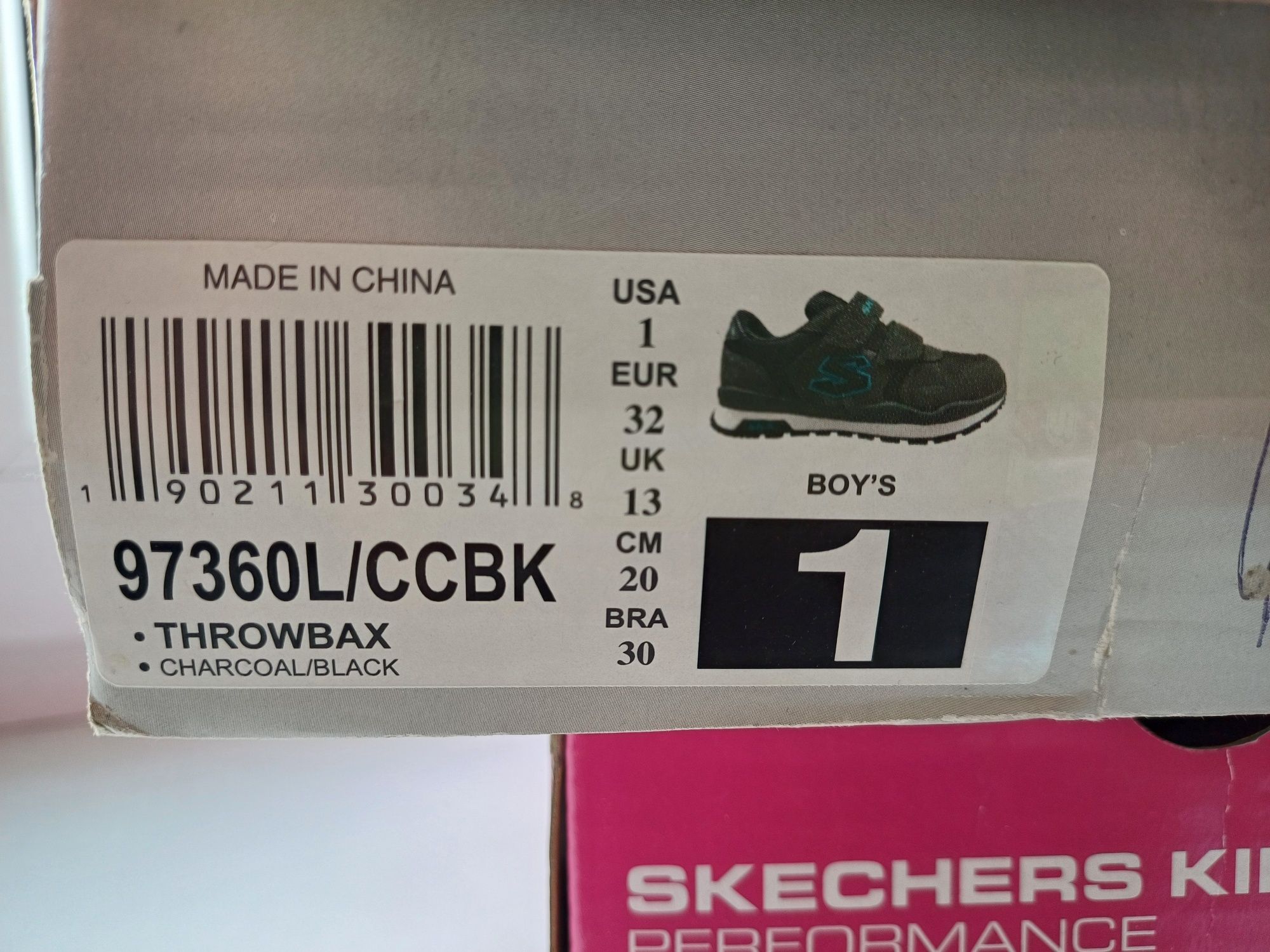 Кросівки SKECHERS Throwbax 97360L/CCBK Charcoal/Black розмір 32
