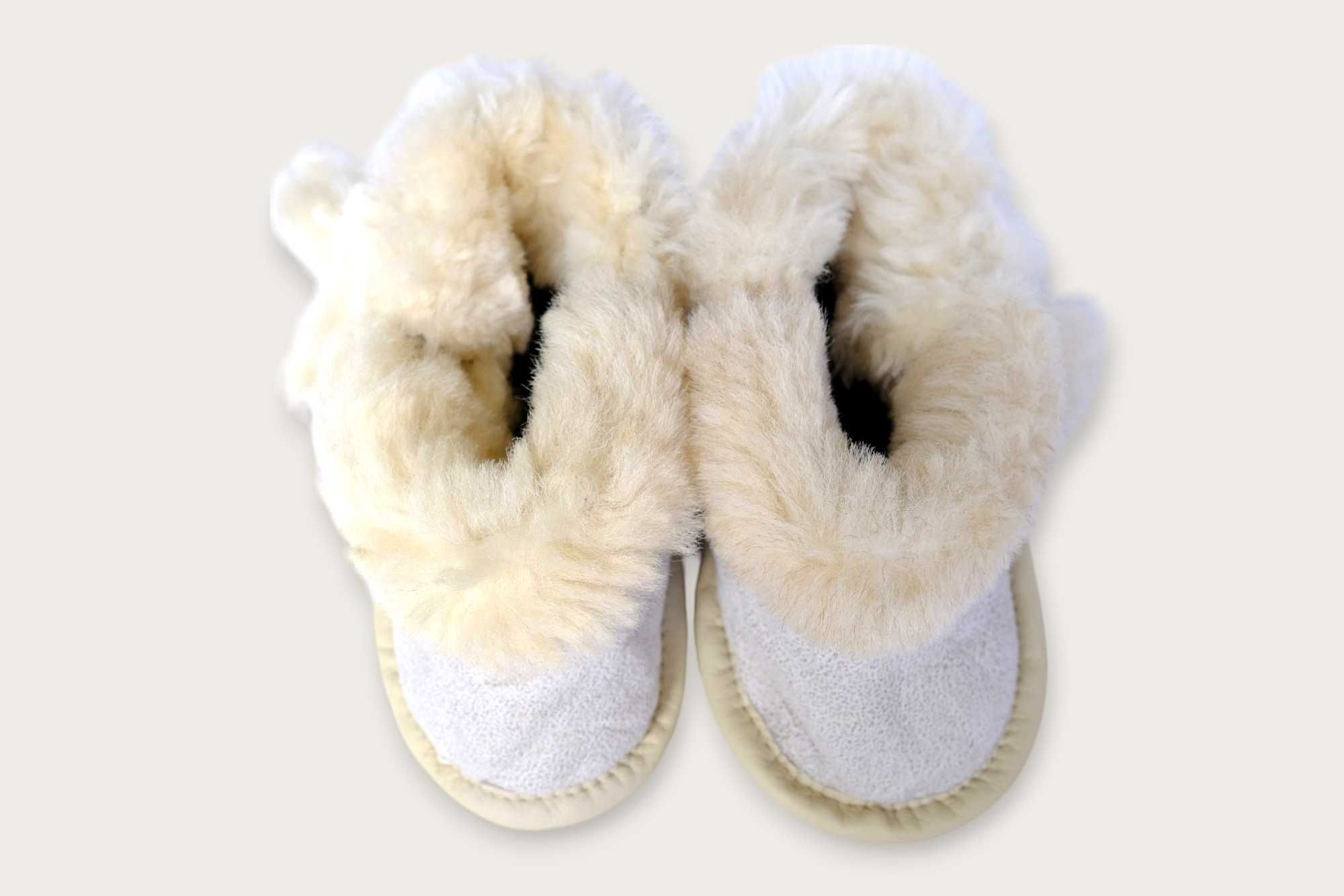 Bamboszki góralskie paputki niechodki buciki naturalna skórzane 12cm