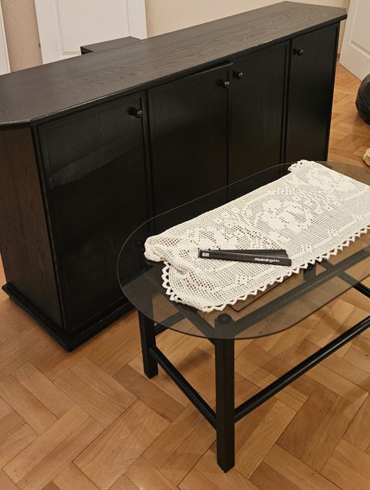 Komoda czarna + stolik kawowy