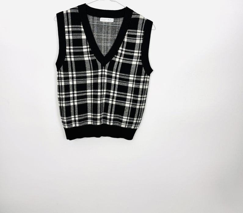 Sweterkowa kamizelka w kratę XS 34 Primark