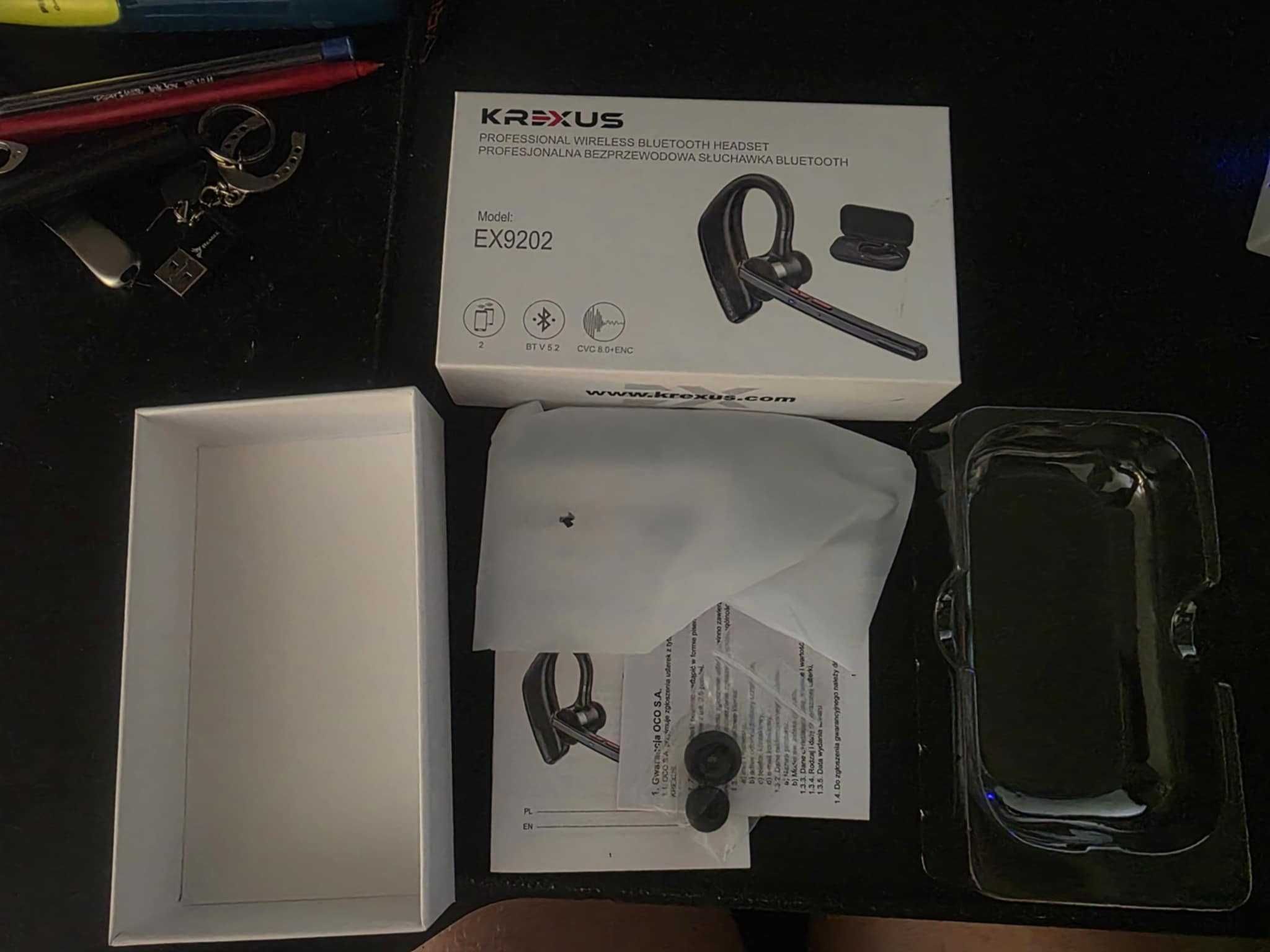 Słuchawka Bluetooth 5.2 PRO QCC Krexus CVC DualMic HD Audio iPowerbank