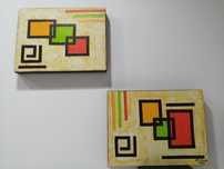 Conj 2 quadros Pintura a Óleo Pintados à mão - Abstrato Moderno