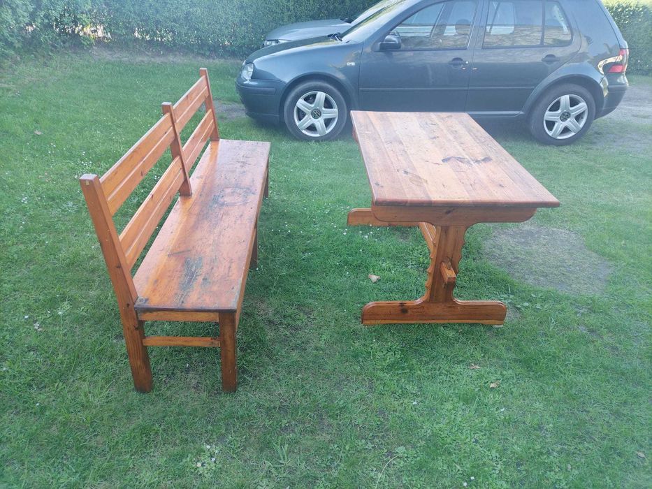 Ława drewniana ze stołem