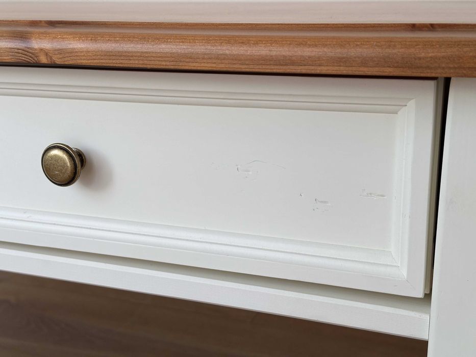 Ława sosnowa - blat w kolorze dębu | rysy, wgniotki, taniej o 830 zł !