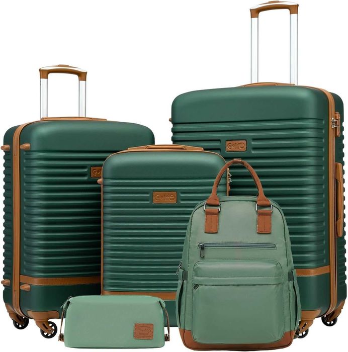 COOLIFE Zestaw walizek 5w1 – ABS, TSA, plecak, kosmetyczka