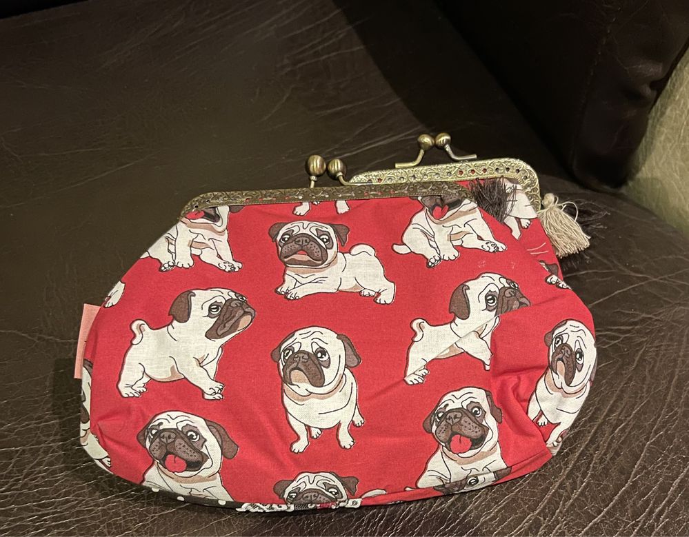 Conjunto bolsa e porta moedas com Pugs