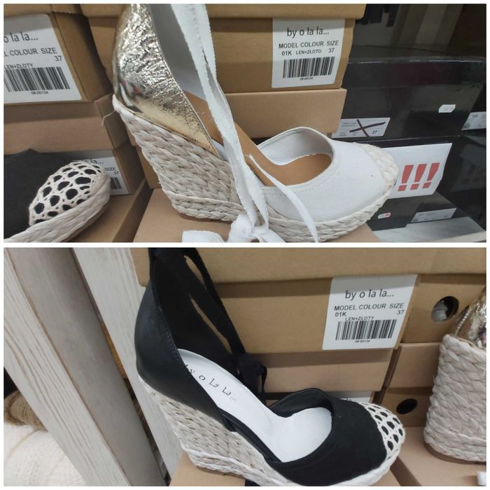 By o la la Buty koturny espandryle czarny biały