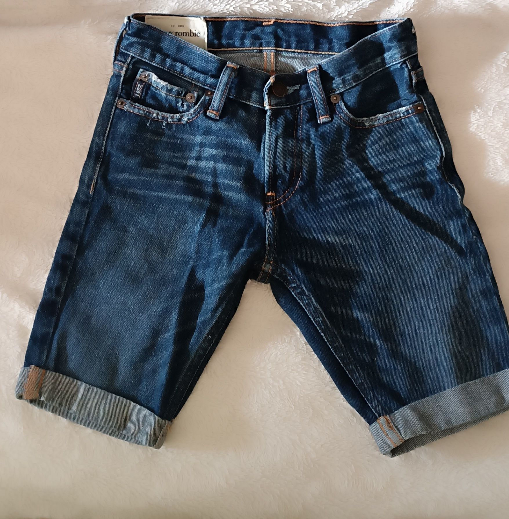 Sporty, jeansowe krótkie spodenki, 8 lat, Abercrombie kids, skinny