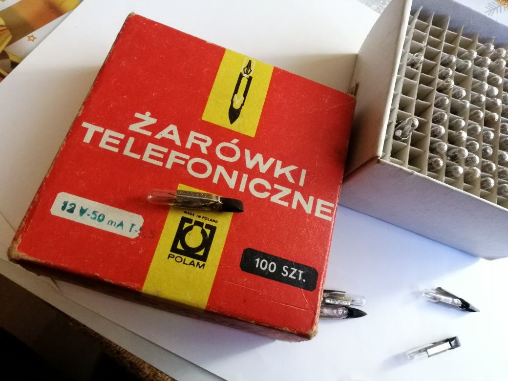 Stare żarówki telefoniczne 12v 50mA T 5,5 POLAM żarówka kontrolka PRL