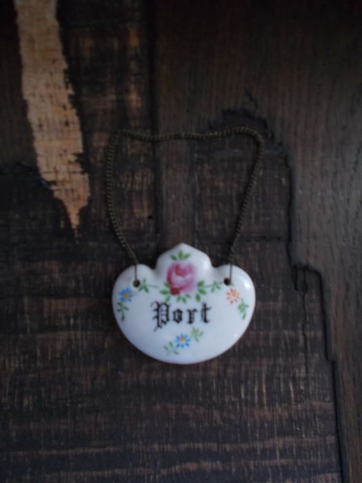Stara Zawieszka na Karafkę/Butelkę-Port-Porcelanka-Vintage
