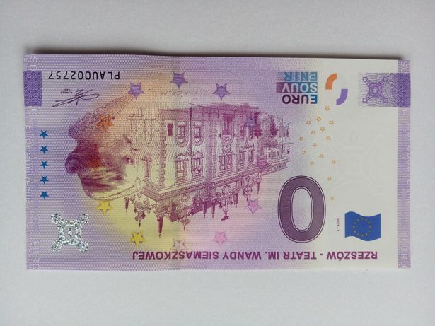 Banknot 0 euro Rzeszów Teatr im. W. Siemaszkowej