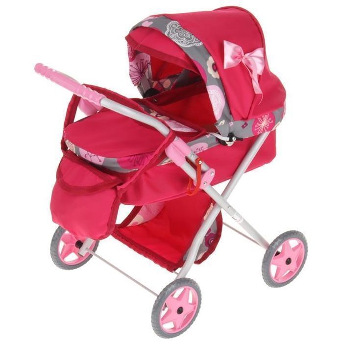 Wózek dla lalek głęboki - malinowy