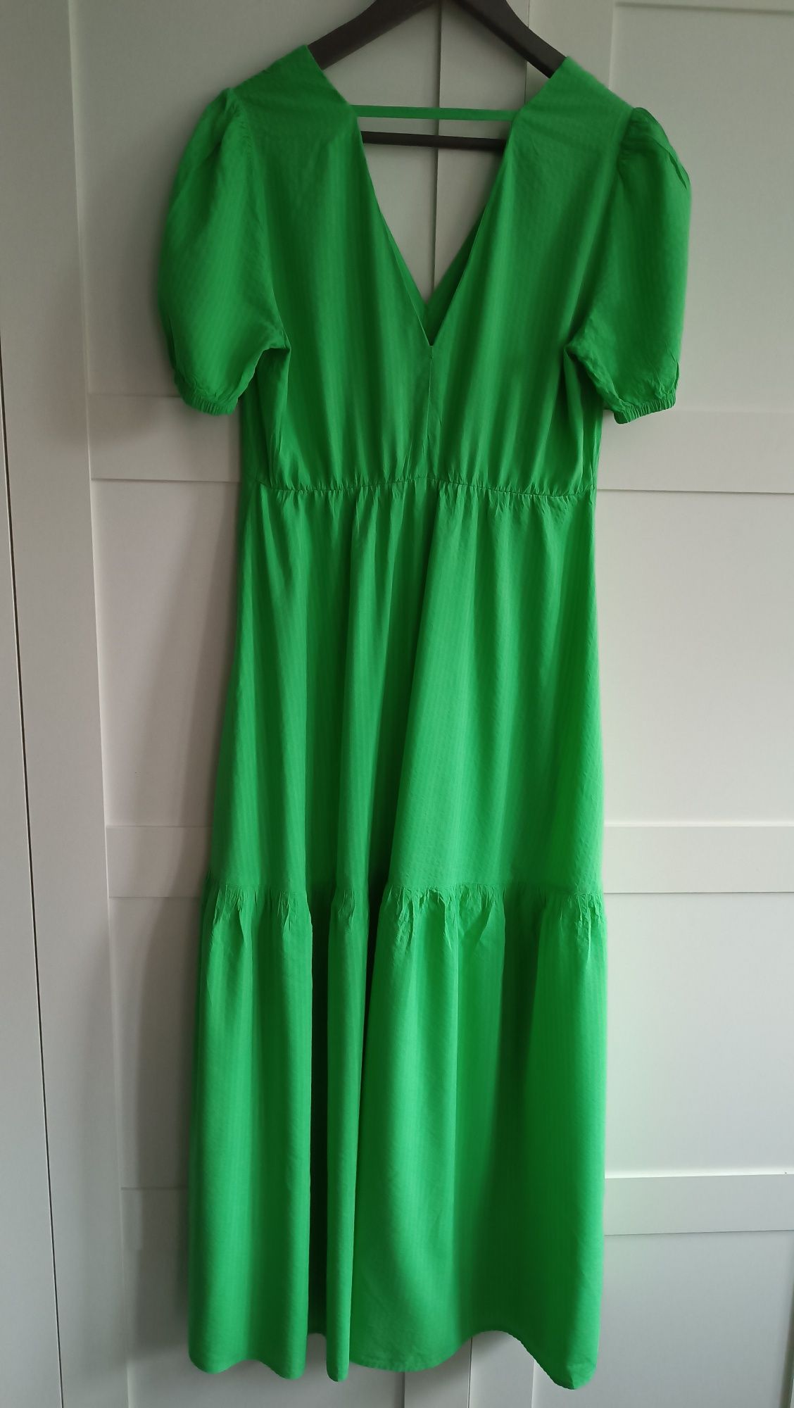 MANGO Sukienka maxi zielona XS 34 wiskoza letnia MNG