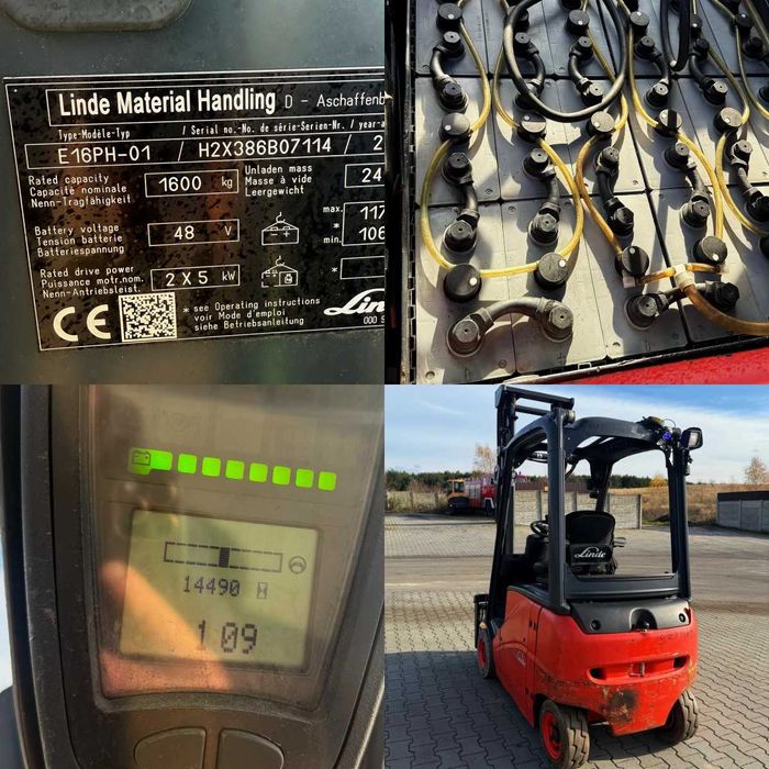 wózek widłowy elektryczny LINDE E16PH przesuw pozycjoner wideł 2011rok