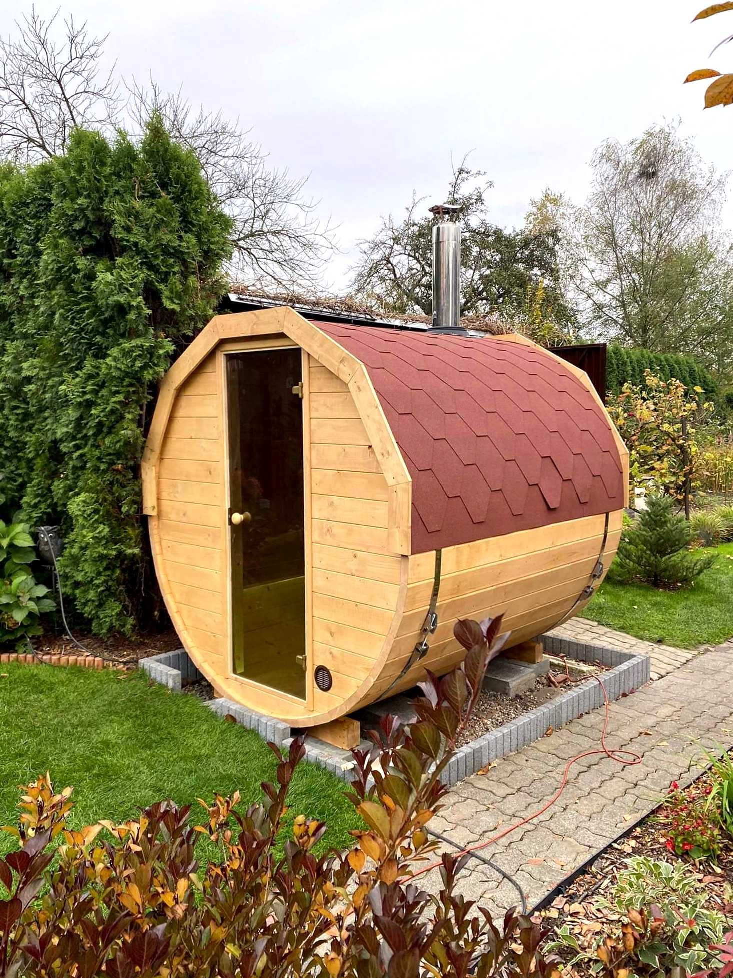 Sauna ogrodowa beczka samodzielny montaż FULL ZESTAW! 2X2