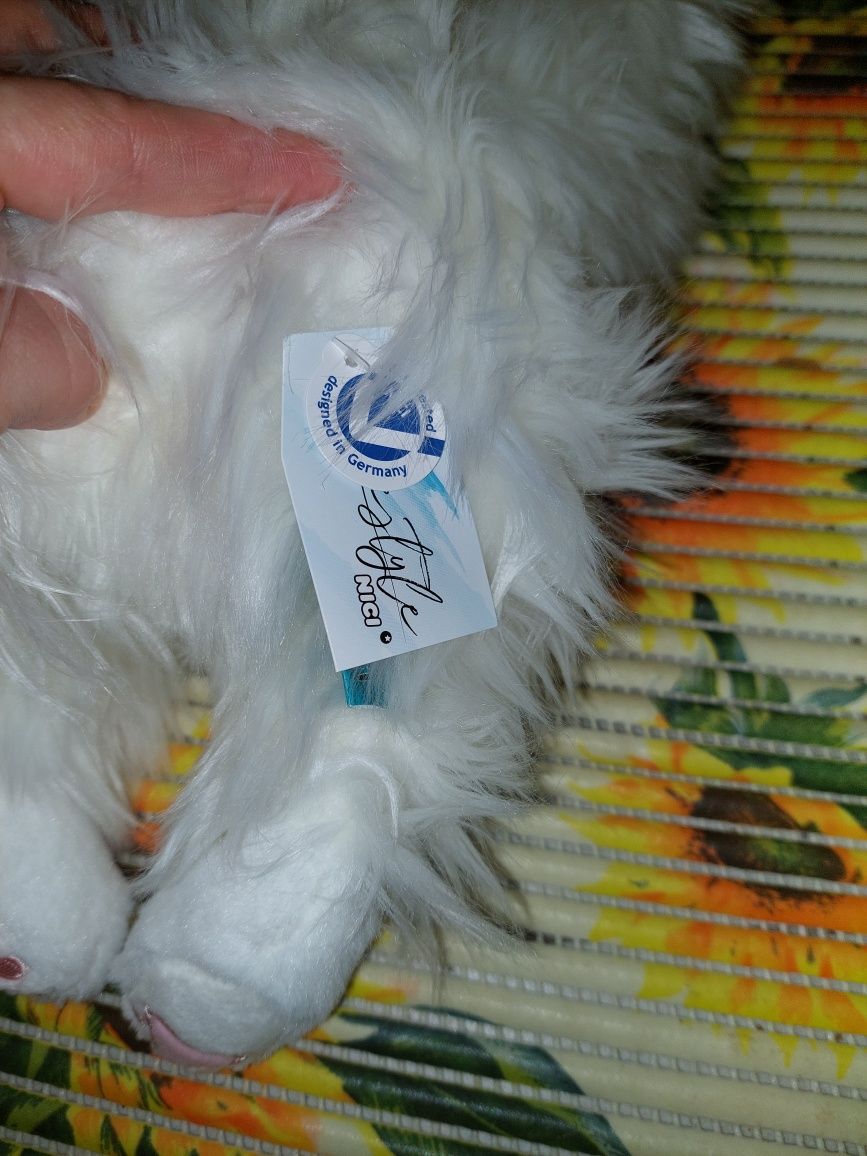 Piękna duża maskotka kot perski biały Nici zabawka kotek pluszak