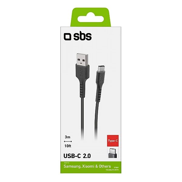 Kabel SBS TECABLETC3MTK USB-A - USB-C 3m - czarny