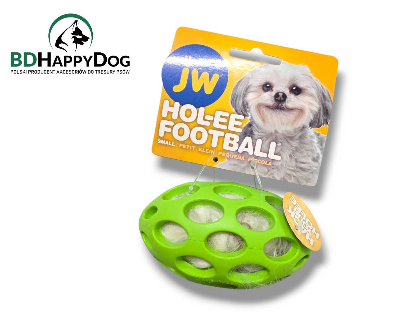 Zabawka dla psa rugby JW HOL-EE 11,5x6,5cm z futrem owczym