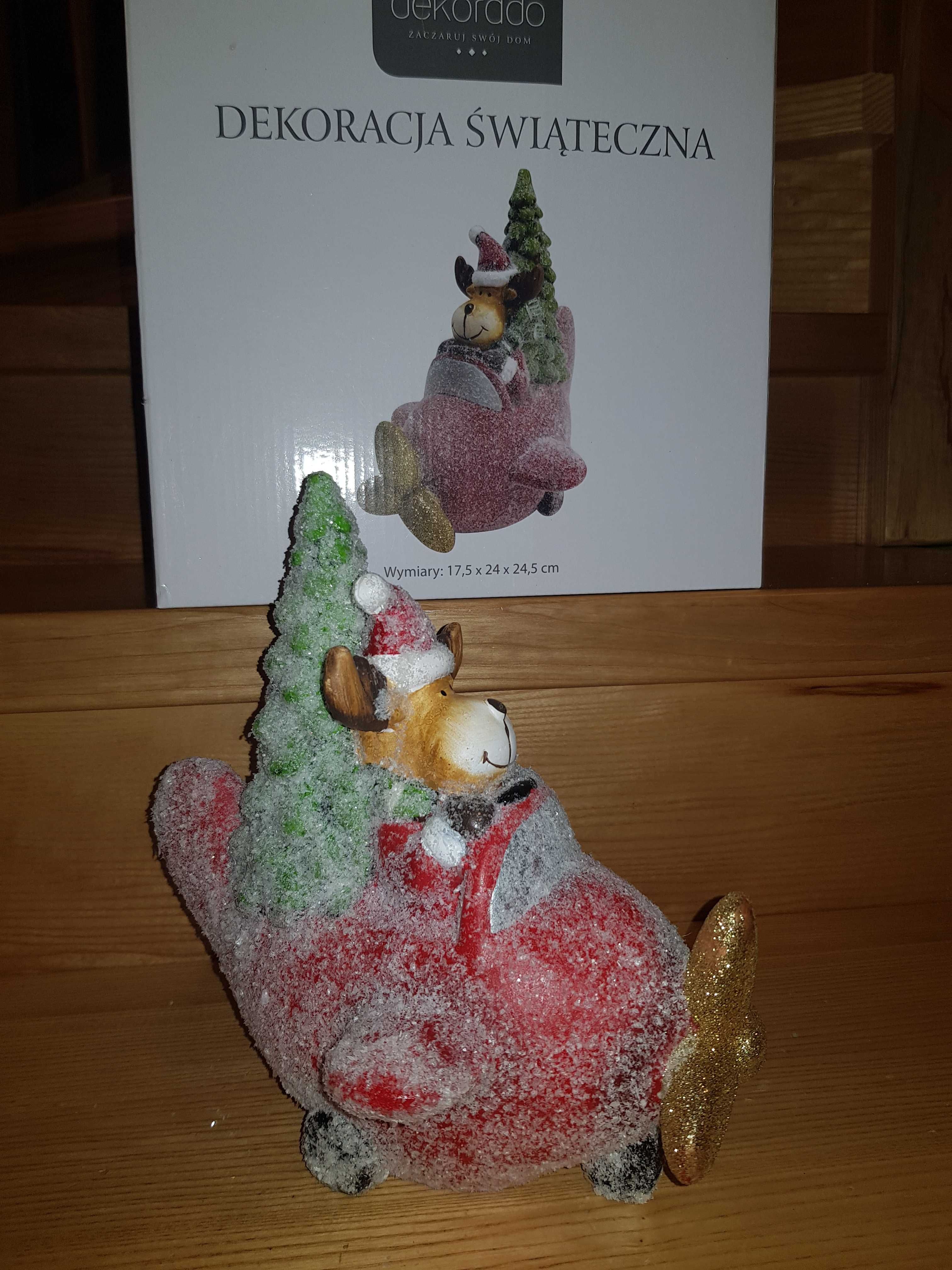 Ośnieżony renifer figurka świąteczna