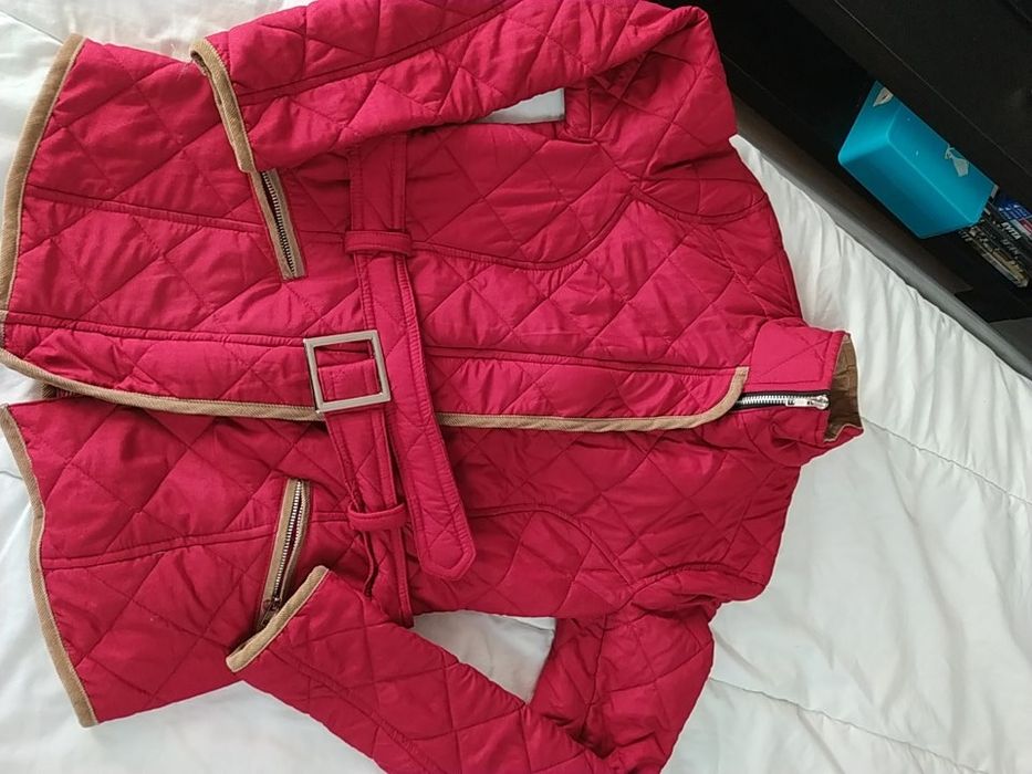 Parka alcochoada vermelho/beje