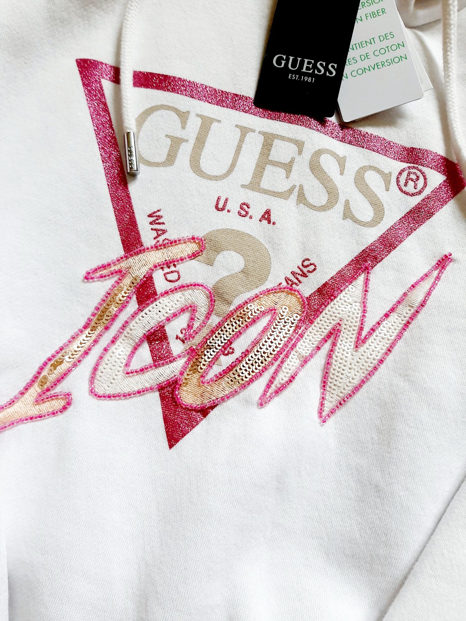 Bluza Guess Icon z koralikami XS/S obniżka ceny