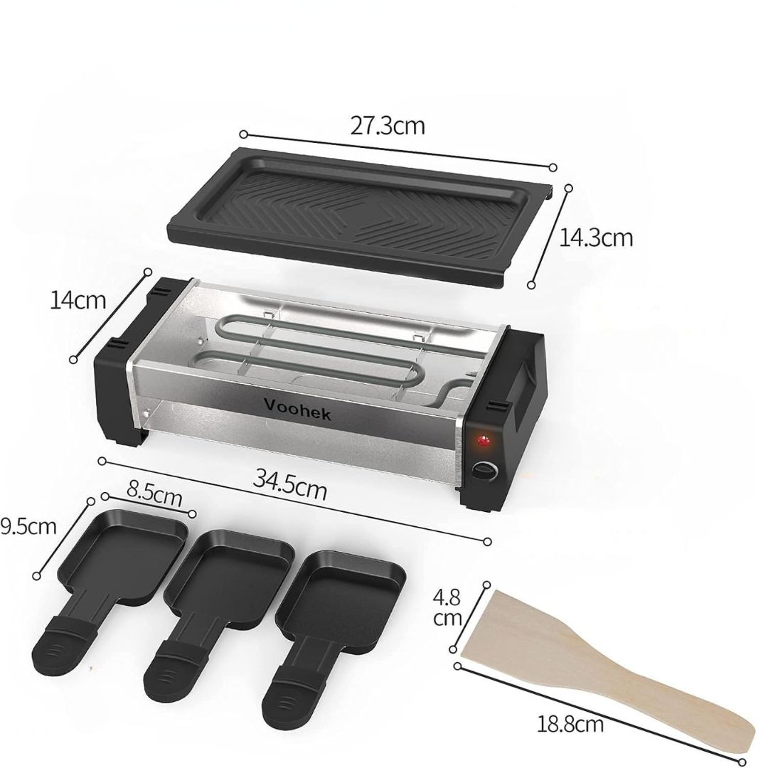 Elektryczny Mini Grill Raclette z Patelniami, Nieprzywierający 700W