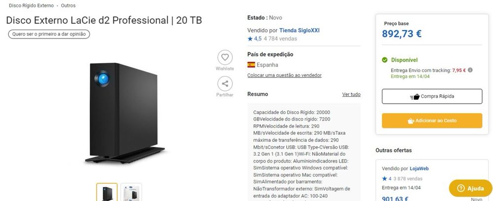 Disco Externo LaCie d2 Professional | 20 TB