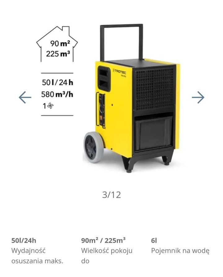 Wynajem, usługi osuszania Trotec TTK170S, TTK175S, TTK355S, Qube plus