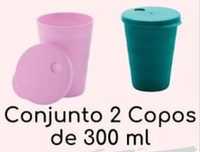 2 Copos Verde e Rosa 300 ml Tupperware